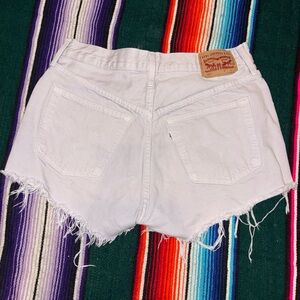 Levi’s 501 Raw Hem Denim Cut Off Shorts Light Gray